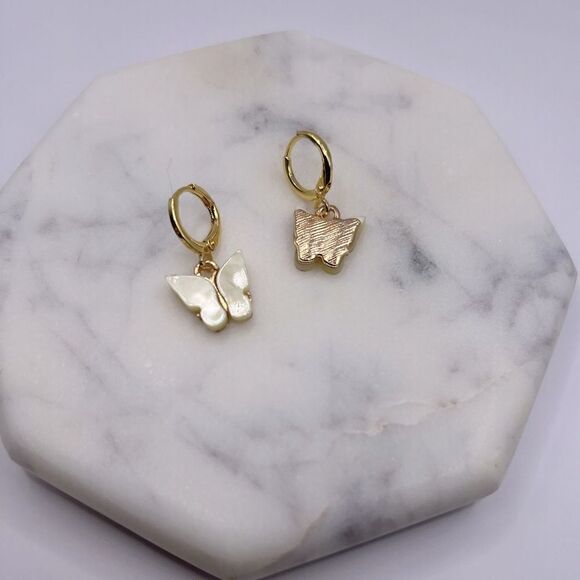 5/$25 Hypoallergenic Acrylic Butterfly Huggie Hoop - Picture 3 of 3